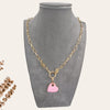 pink Resin Heart Chain Necklace