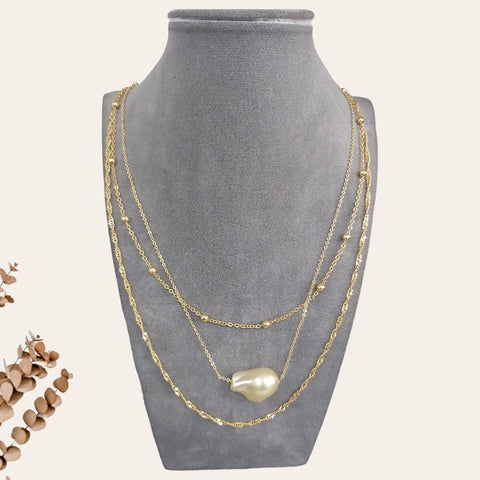 Pearl Layered Chain Necklace