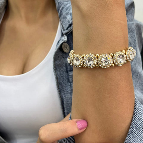 gold sparkly faux bijoux bracelet