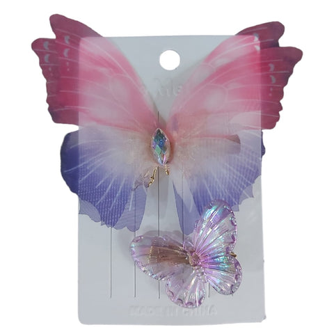 pink  Butterfly Hair Pins Set 2 S-0