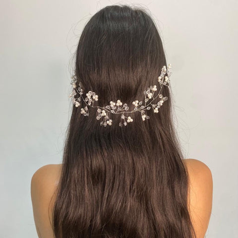 Elegant Pearl Beads Silver Bridal Headpiece 4