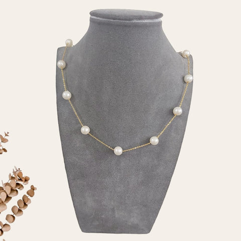 Circular Pearl Beaded Chain Necklace