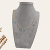 Light Blue Beaded Gold Chain Necklace