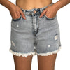 Light Blue Ripped Jeans Shorts S-150