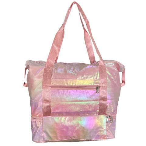 pink Holographic Nylon Gym Bag  S-54