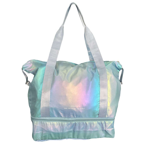 Blue Holographic Nylon Gym Bag  S-54