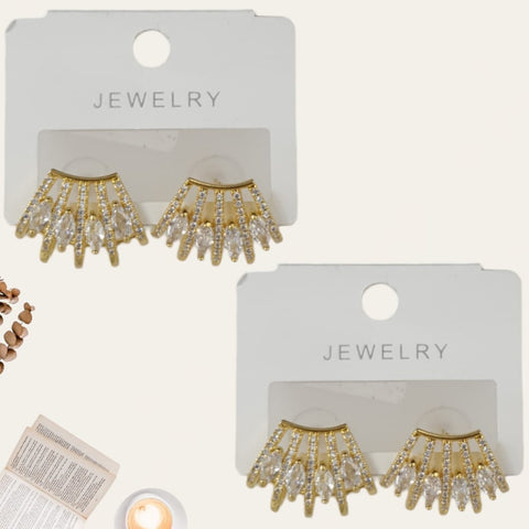 Sparkly Gold Rhinestone Stud Earrings