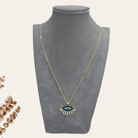 Blue Eye Gold Chain Pendant Necklace 2