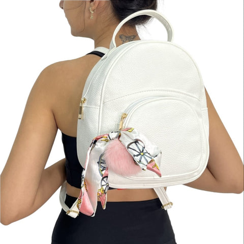 White Leather Alexandra Backpack