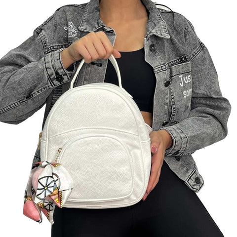 White Leather Alexandra Backpack