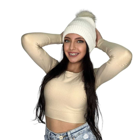 white Knitted Beanie 1 for women