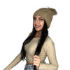 LIGHT BROWN braided knitted beanie for women