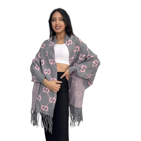 Grey-Pink Melissa Poncho For Women