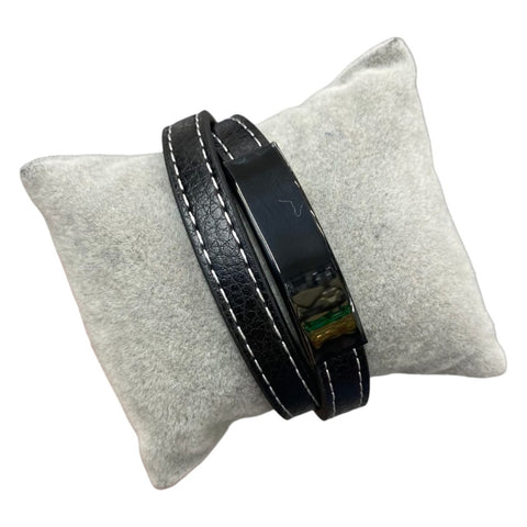 Simple Black Leather Bracelet 1