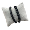 Black Leather Bead Bracelet 1