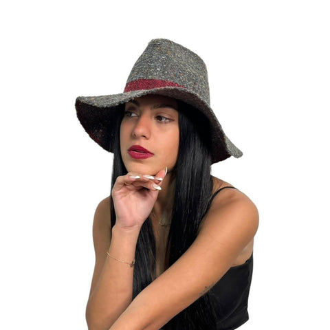 Grey Wool Fedora Hat 