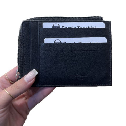 Black Credit Card Wallet With Zip 4