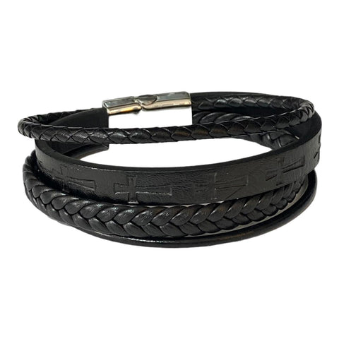 Leather Bracelet with Crosses 1