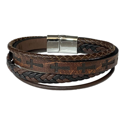 Leather Bracelet with Crosses 1