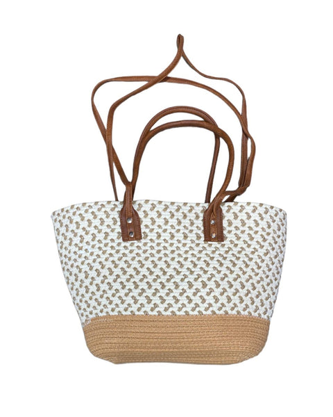 Patterned Wicker Beach Bag