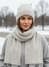 Light Grey Sparkly Hat and Scarf Set