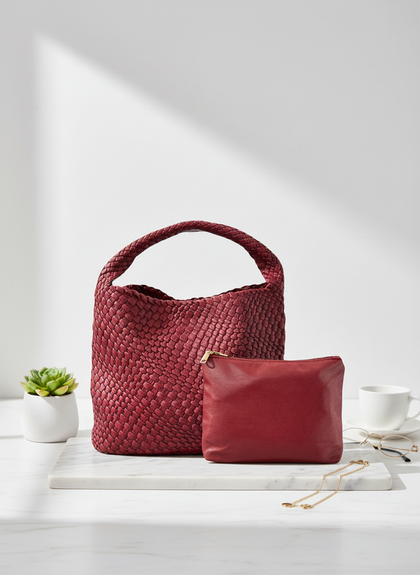 Red Woven Shoulder Bag
