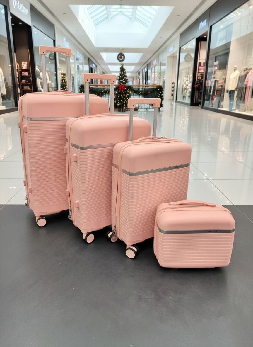 Pink 4-piece luggage set