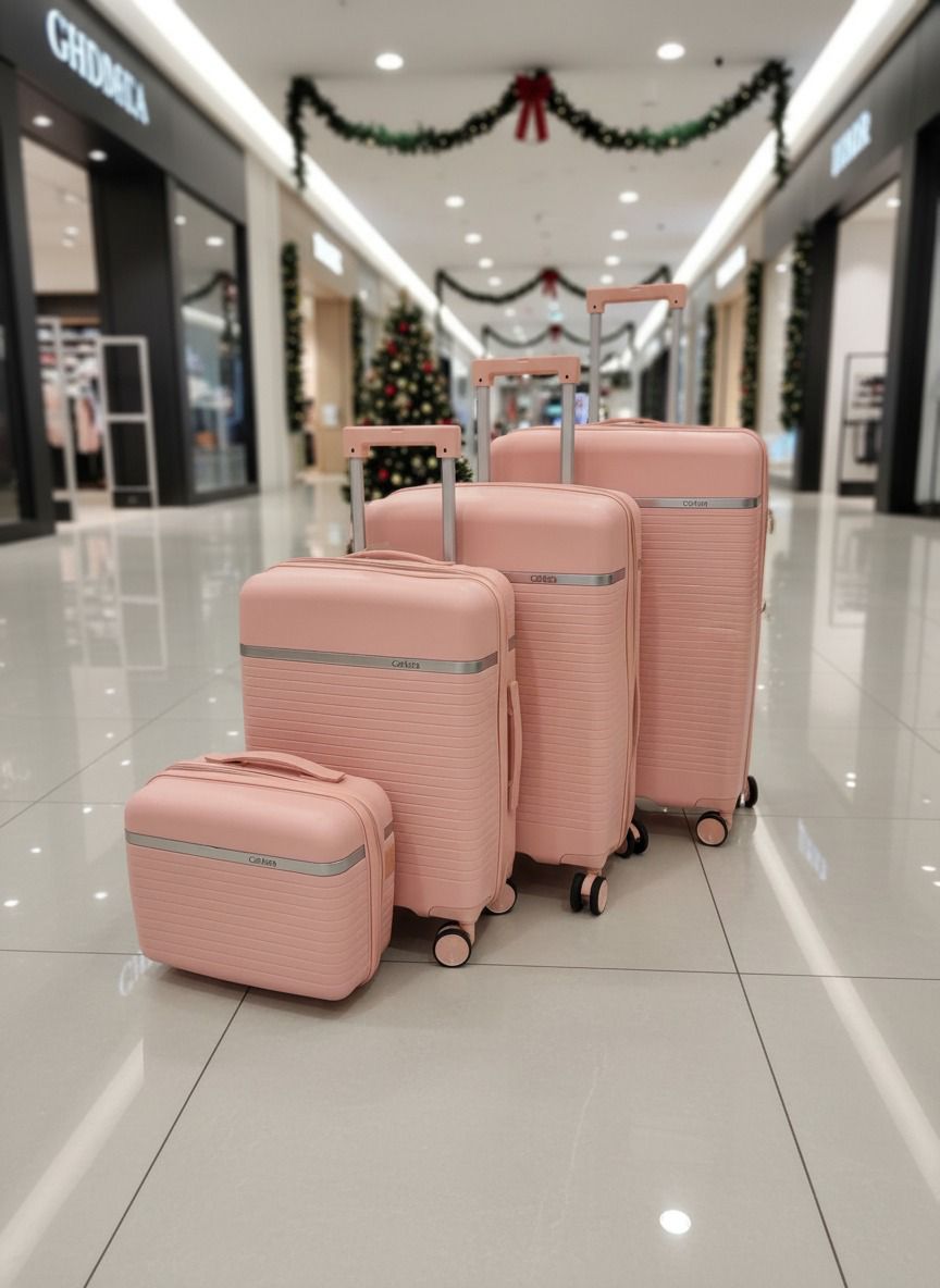 Pink 4-piece luggage set
