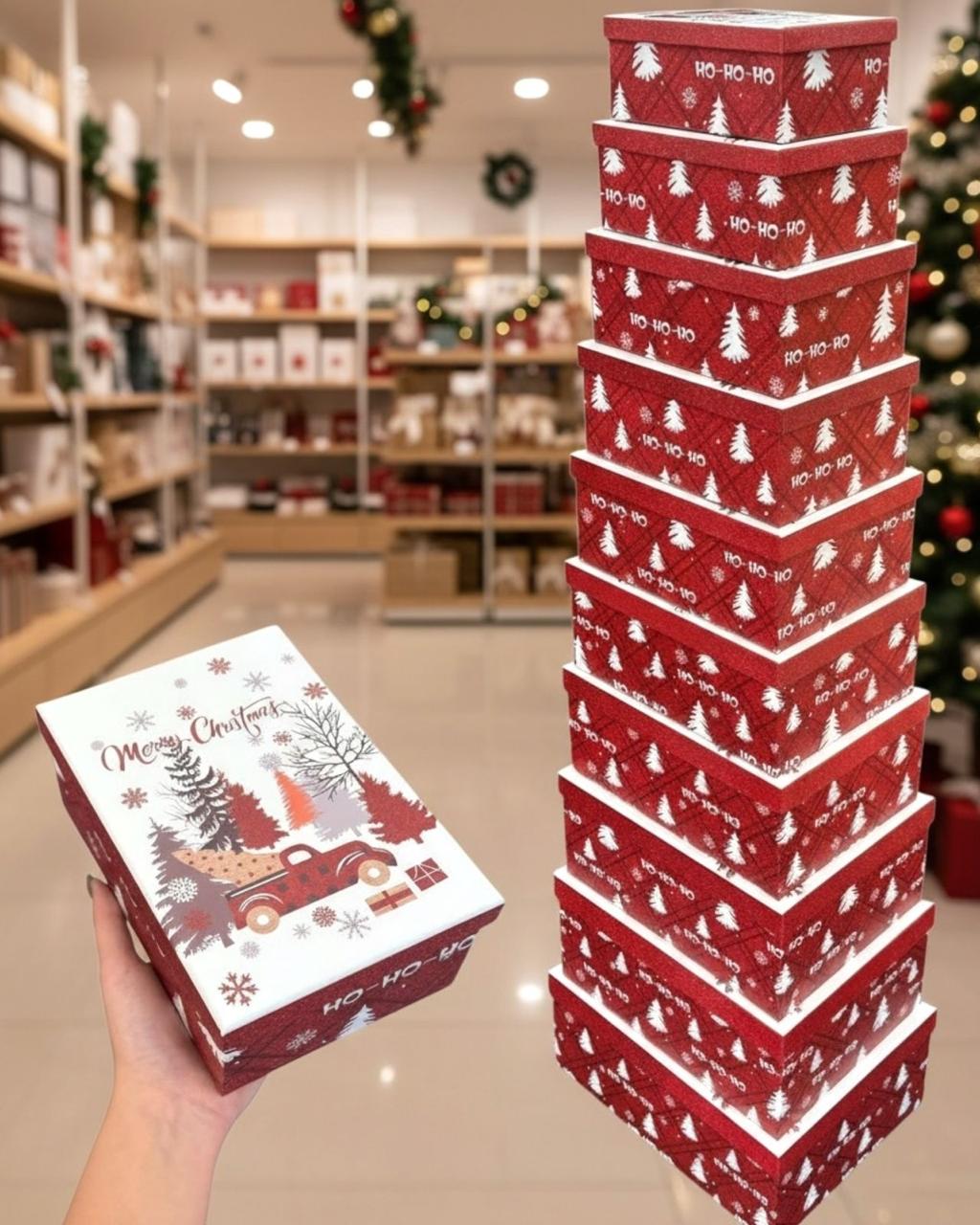 Red 10 piece christmas gift box