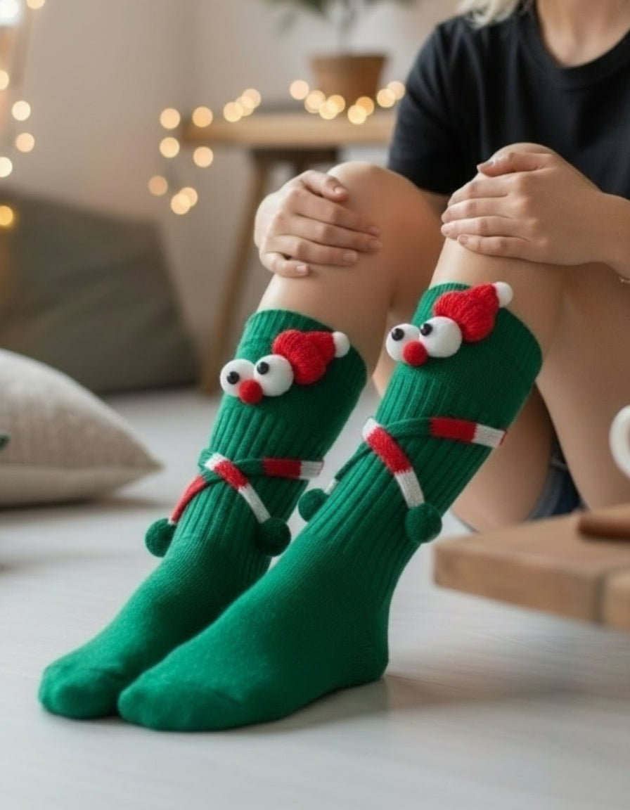Green Eyes Christmas Socks