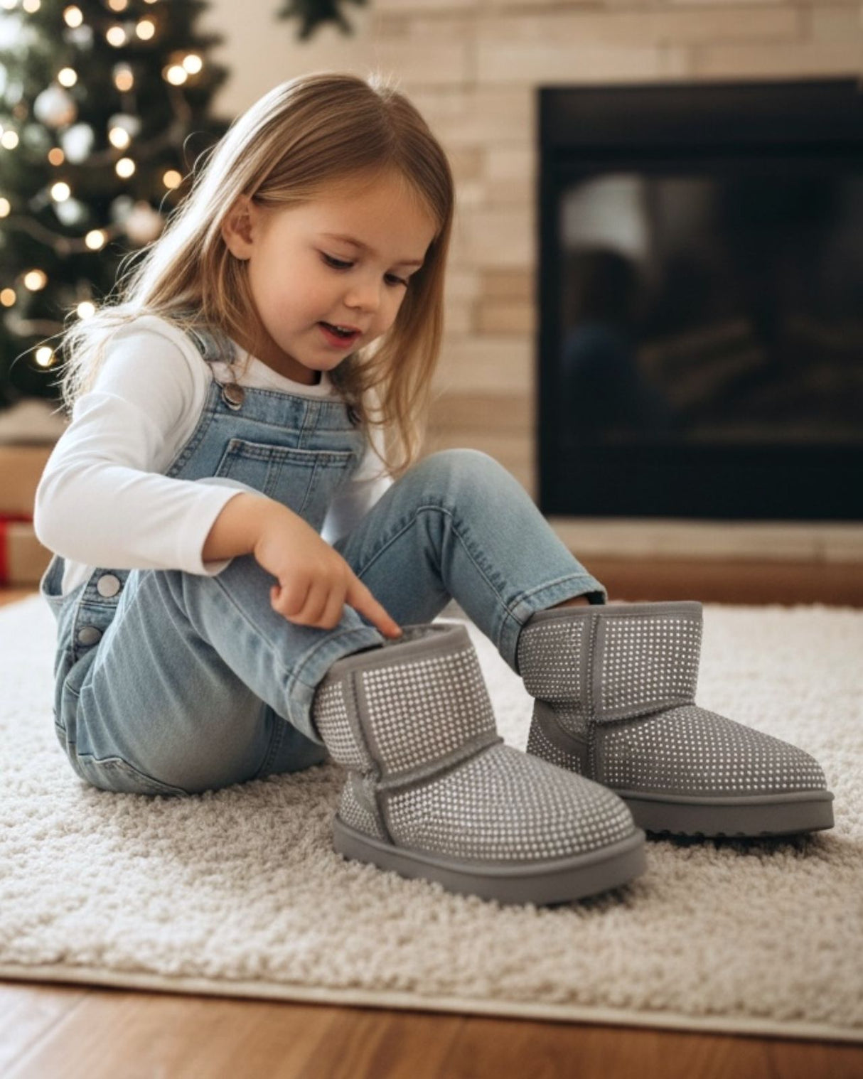 Kids Sparkly Silver Winter Boots
