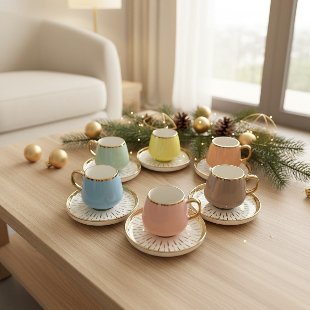 Pastel Coffee Cups Set