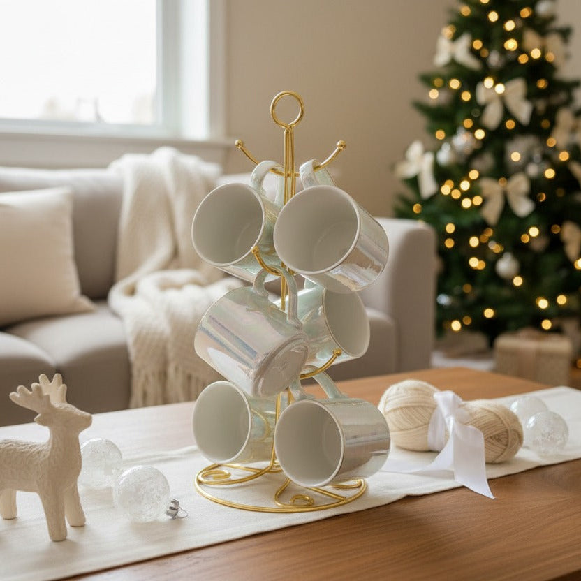 Chrome Baby Blue Cups Set