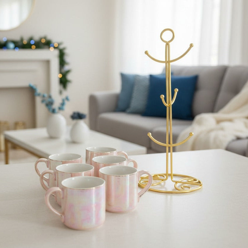 Chrome baby pink cups set