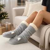 Grey cat fuzzy socks