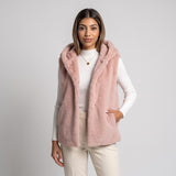 Pink Fur Vest With Cap