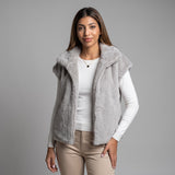 Grey Fur Vest With Cap