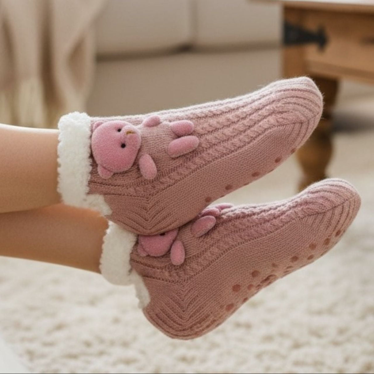 Pink Teddy Socks
