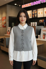 Grey chemise & pullover vest