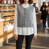 Grey chemise & pullover vest