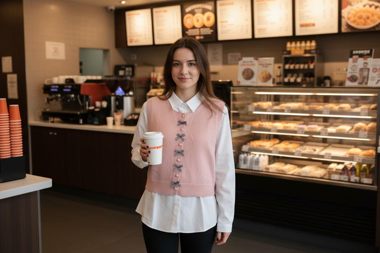 Pink chemise & pullover vest