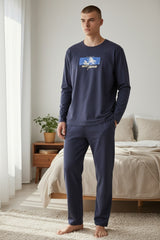 Navy Cotton Mens PJ