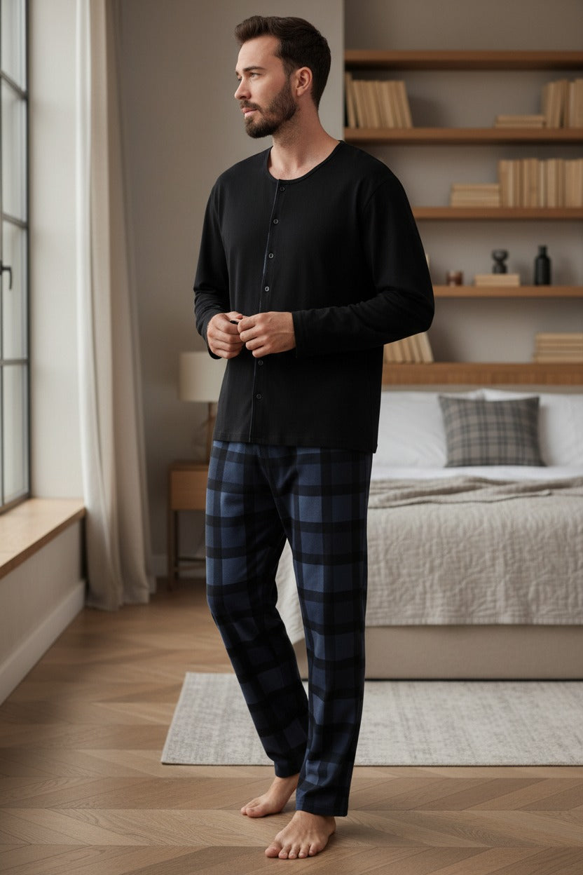 Black Men Cotton PJ