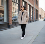 Beige cozy fur jacket