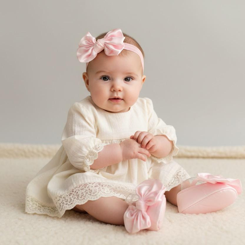Pink Newborn Hairband + Shoes