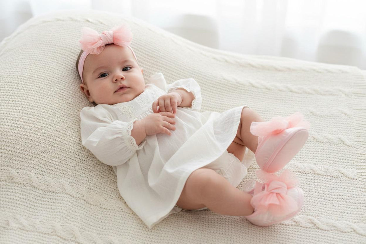 Baby Pink Newborn Hairband + Shoes Set