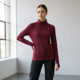 Red Basic Long Sleeve Turtleneck Top
