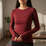Red Basic Long Sleeve Top