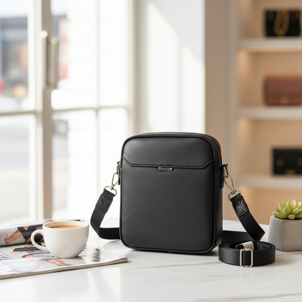 Leather Black Man Bag