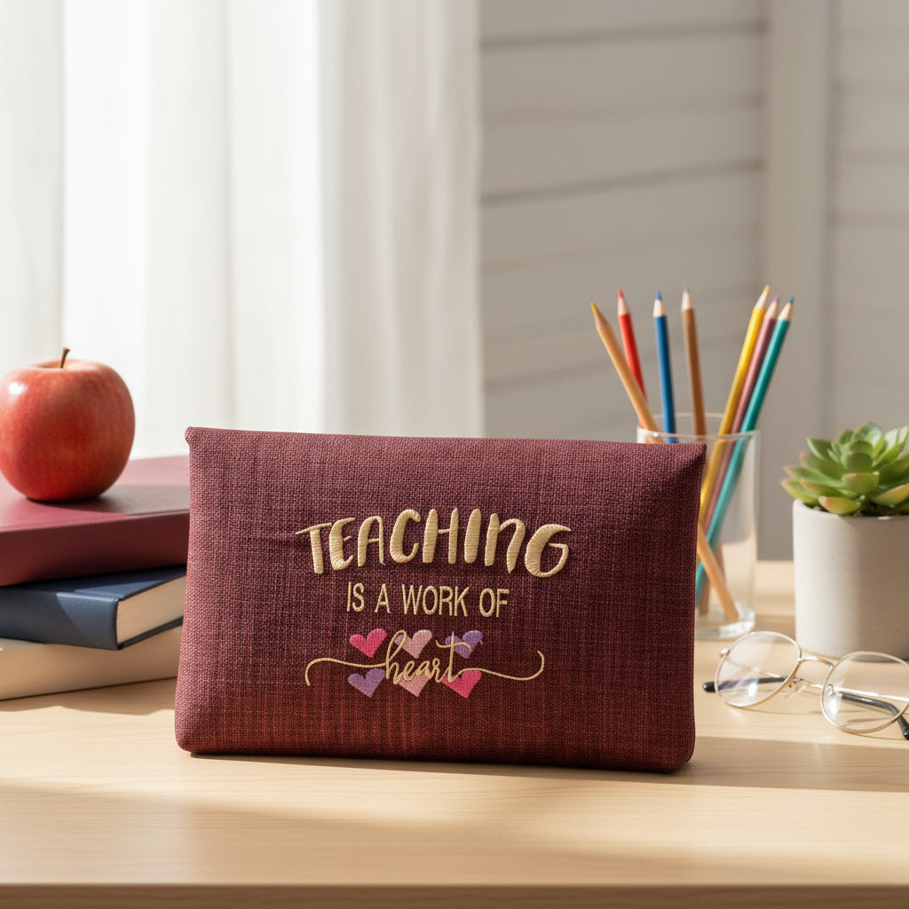 Teaching is a work of heart pouch